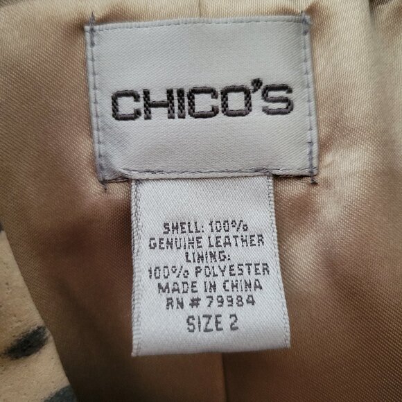 Chico’s 100% Soft Leather Leopard Print One Button Jacket Women’s 2x, Soft silky - Picture 4 of 8